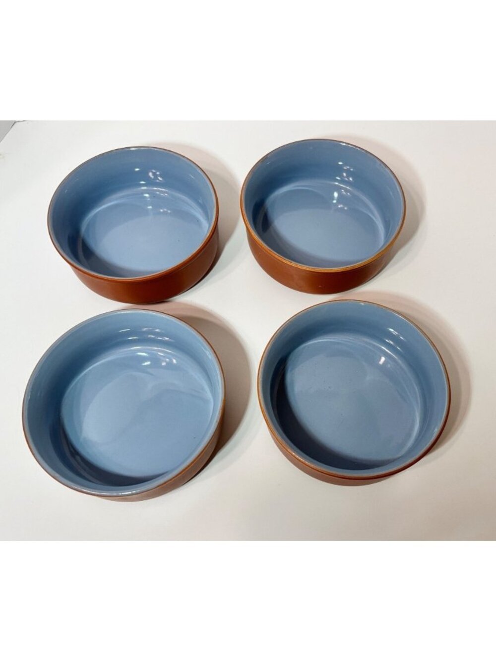 TERRACOTTA BLUE GLAZED INTERIOR OVEN-SAFE Lot of 4